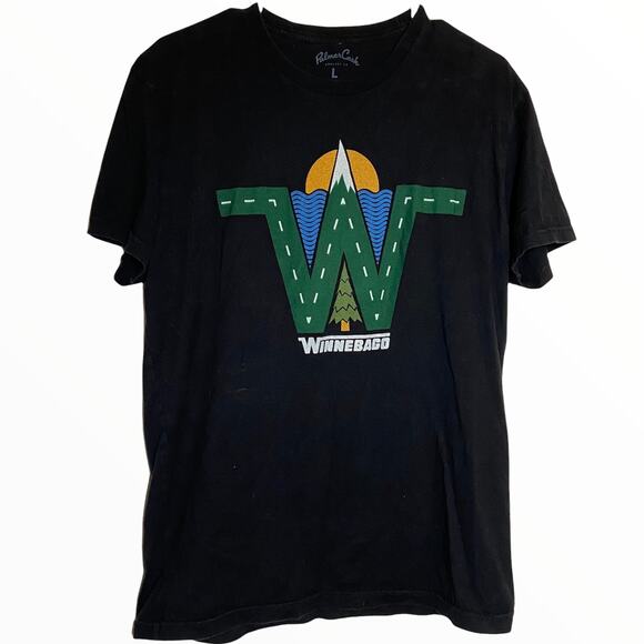 Palmer Cash Winnebago T-shirt 100% Cotton Short Sleeve Crew Neck Black Large - Picture 1 of 4